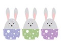 Easter pattern with cute rabbits on a white background.